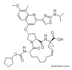 Molecular Structure of 849022-30-6 ((2R,6S,12Z,13aS,14aR,16aS)-6-[[(Cyclopentyloxy)carbonyl]amino]-1,2,3,6,7,8,9,10,11,13a,14,15,16,16a-tetradecahydro-2-[[7-methoxy-8-methyl-2-[2-[(1-methylethyl)amino]-4-thiazolyl]-4-quinolinyl]oxy]-5,16-dioxocyclopropa[e]pyrrolo[1,2-a][1,4]diazacyclopentadecine-14a(5H)-carboxylic acid)